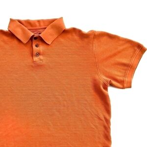 𝅺caribbean Orange Textured Polo Shirt